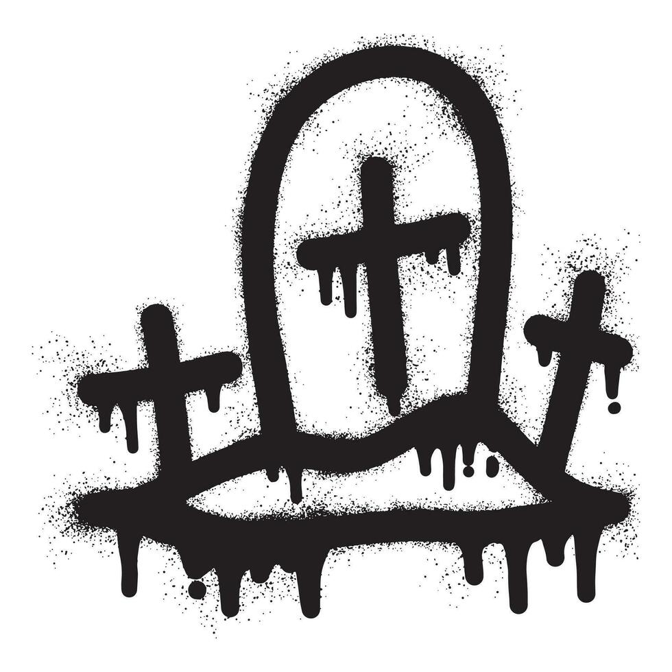 lápida sepulcral tumba Víspera de Todos los Santos icono pintada con negro rociar pintar vector