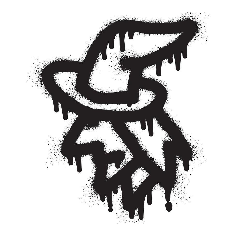 Witch icon graffiti with black spray paint vector