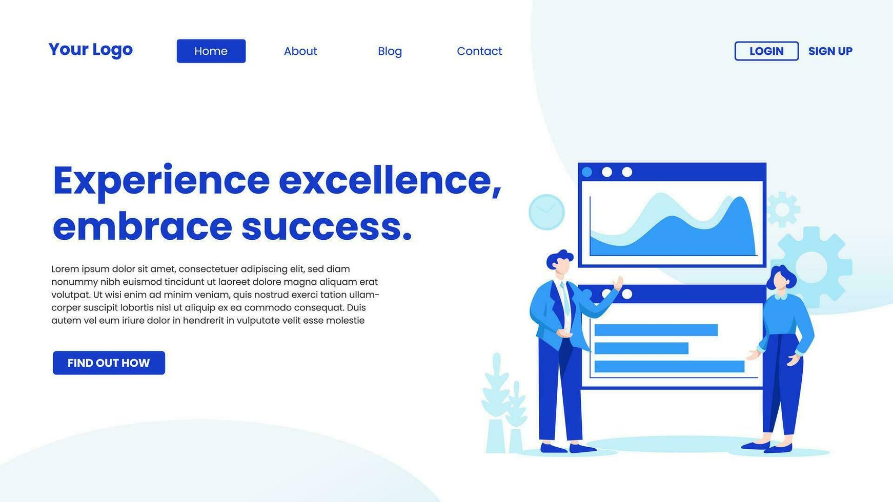 Landing page company business template in flat design vector illustration concept