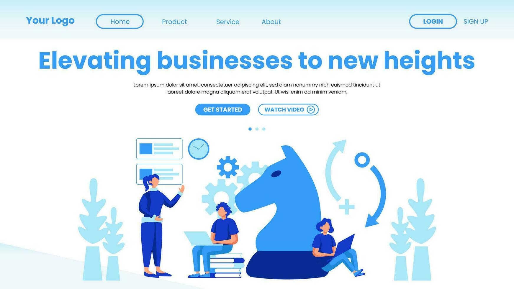 Landing page company business template in flat design vector illustration concept