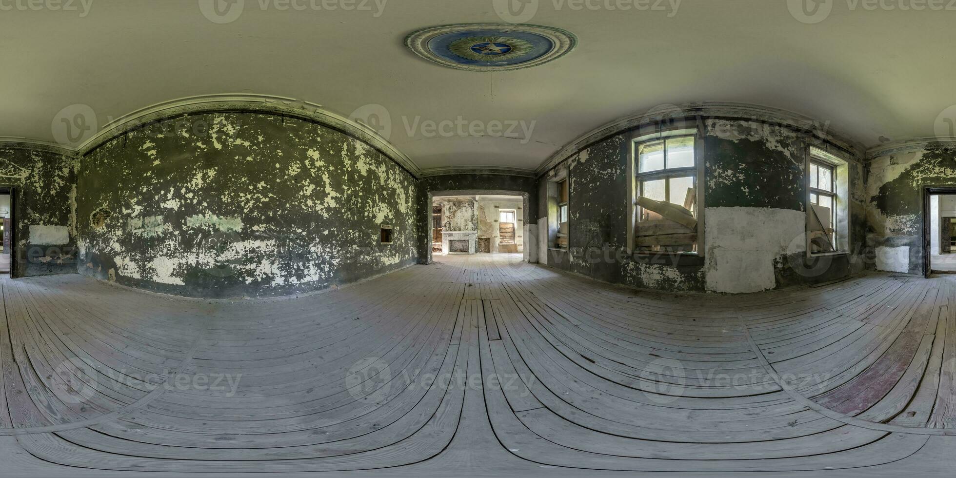 360 hdri panorama inside empty abandoned concrete room or old building in seamless spherical in equirectangular projection, ready AR VR virtual reality content photo