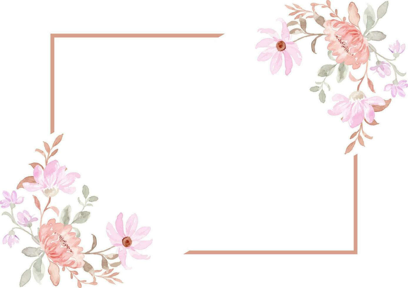 Pink wildflower watercolor frame for background, wedding, birthday, wallpaper, banner, decoration etc. vector