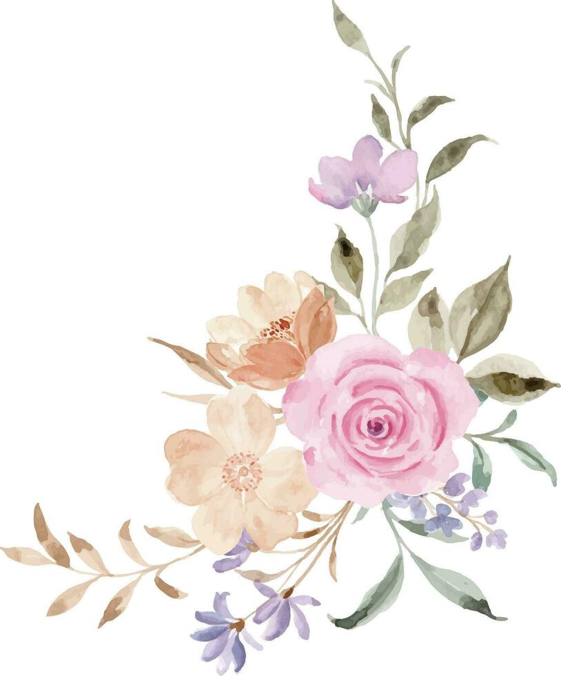 Pink rose flower bouquet for background, wedding, fabric, textile, greeting, card, wallpaper, banner, sticker, decoration etc. vector