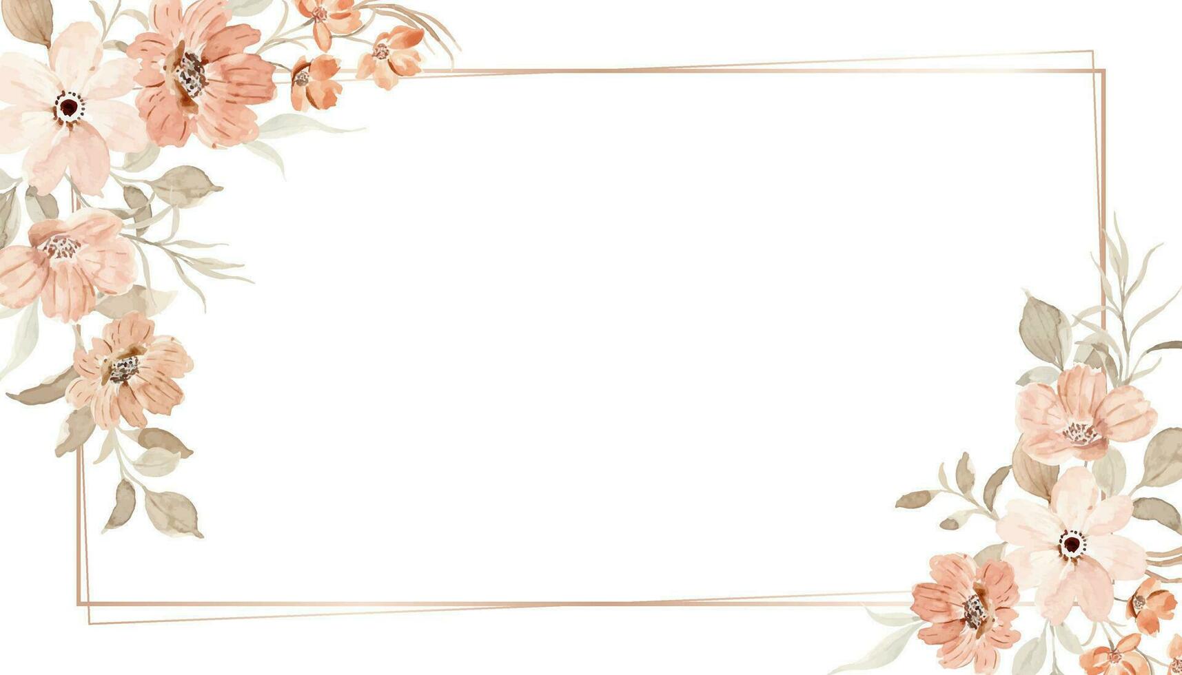 Watercolor vintage floral frame for background, wedding, birthday, wallpaper, banner, decoration etc. vector