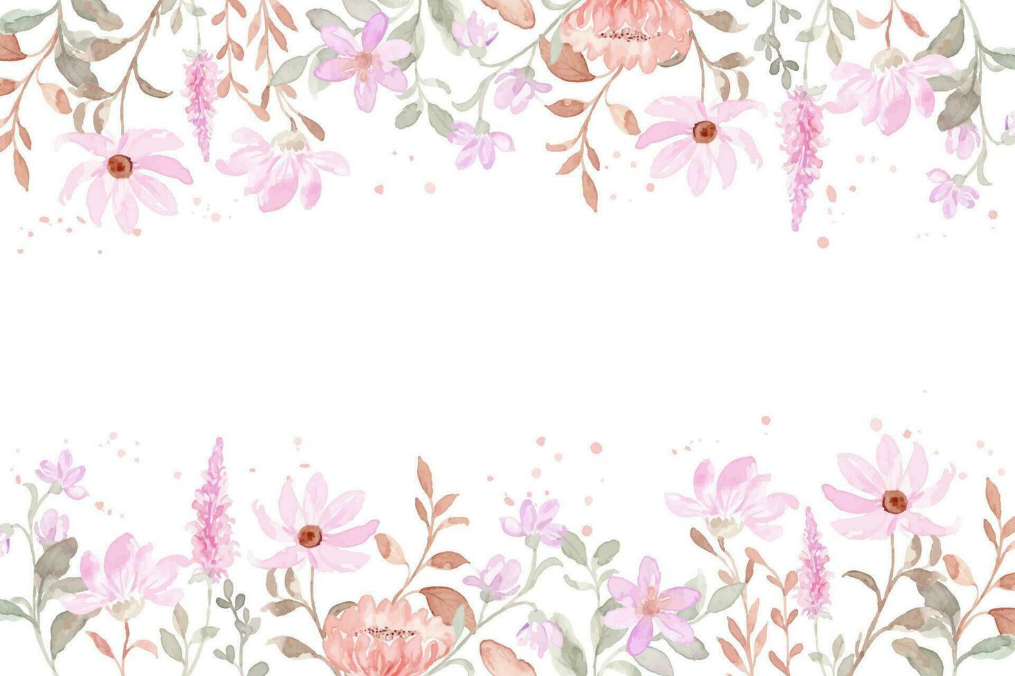 Pink wildflower garden with watercolor for background, wedding, birthday, wallpaper, banner, decoration etc. vector
