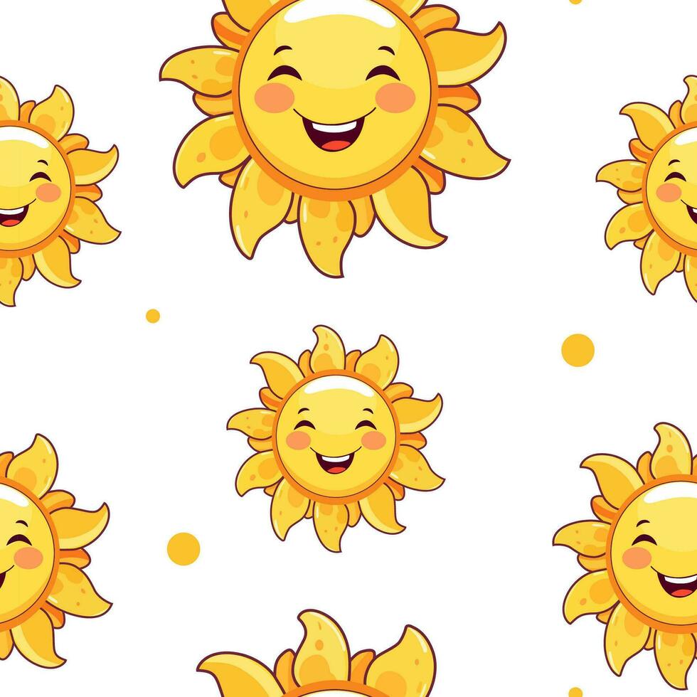 Seamless pattern background with childish sun. Vector Illustration