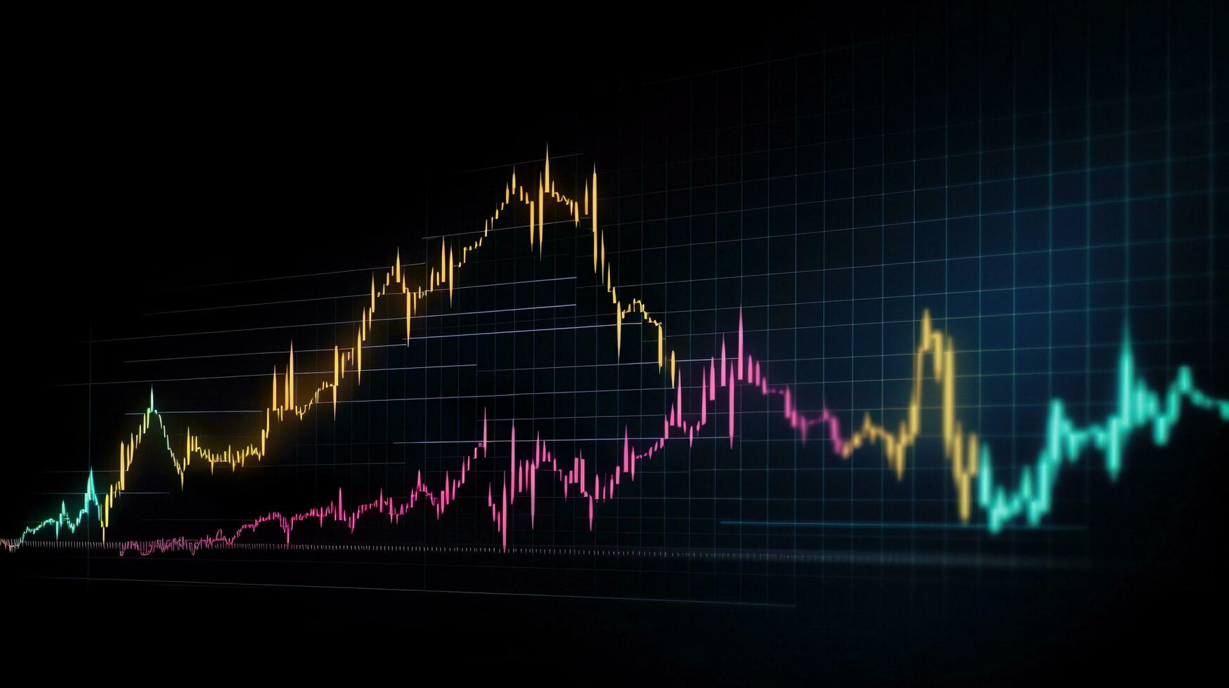 Stock market investment trading graph glowing lines and diagram background, financial investment or economic concept photo