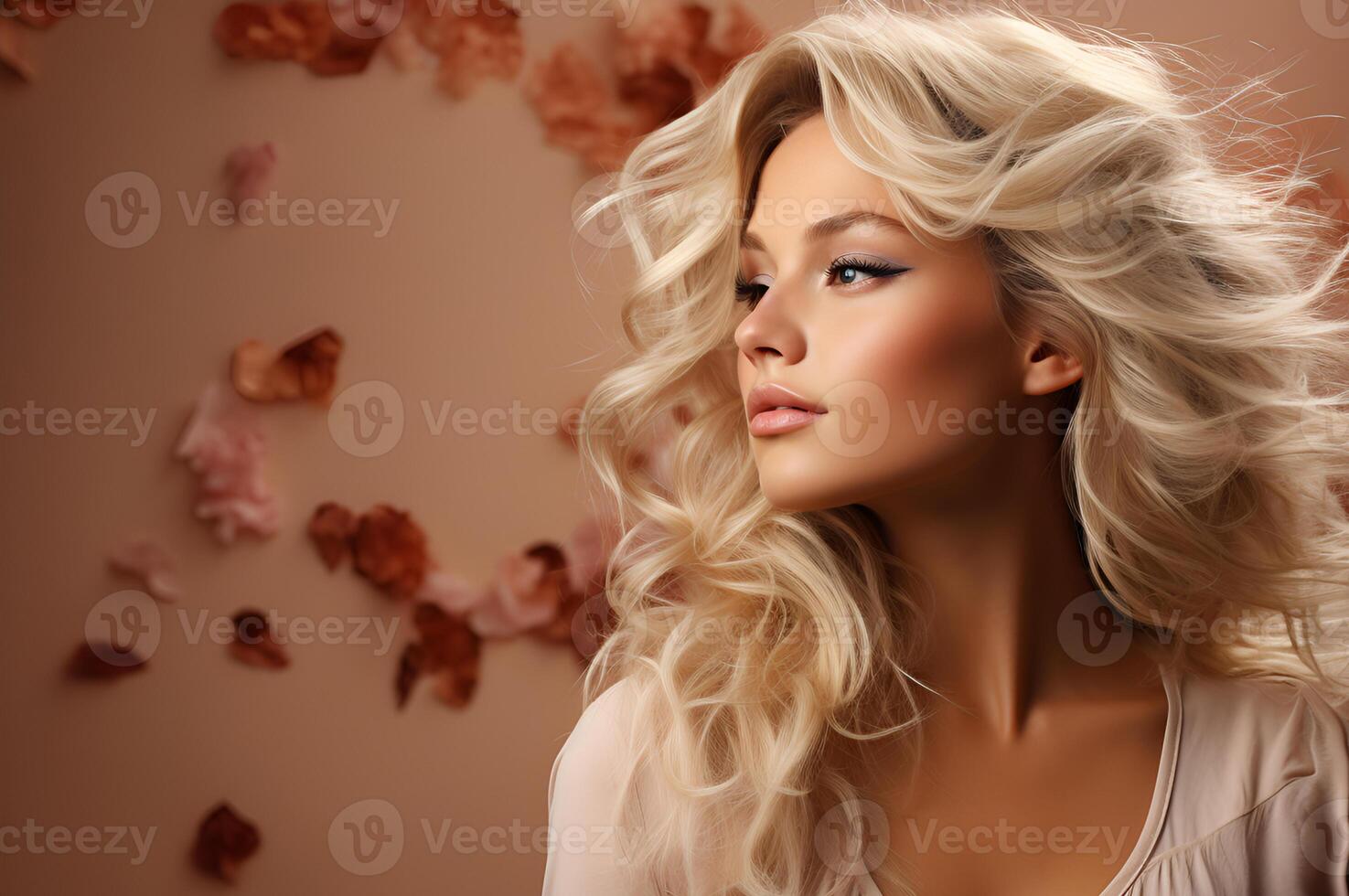 portrait of beautiful woman on different colors background photo