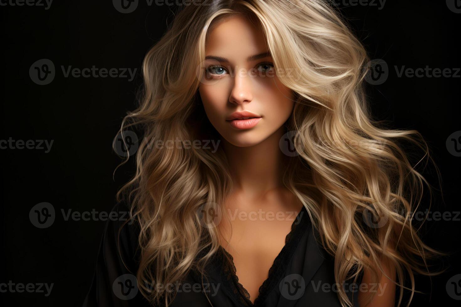 portrait of beautiful woman on different colors background photo