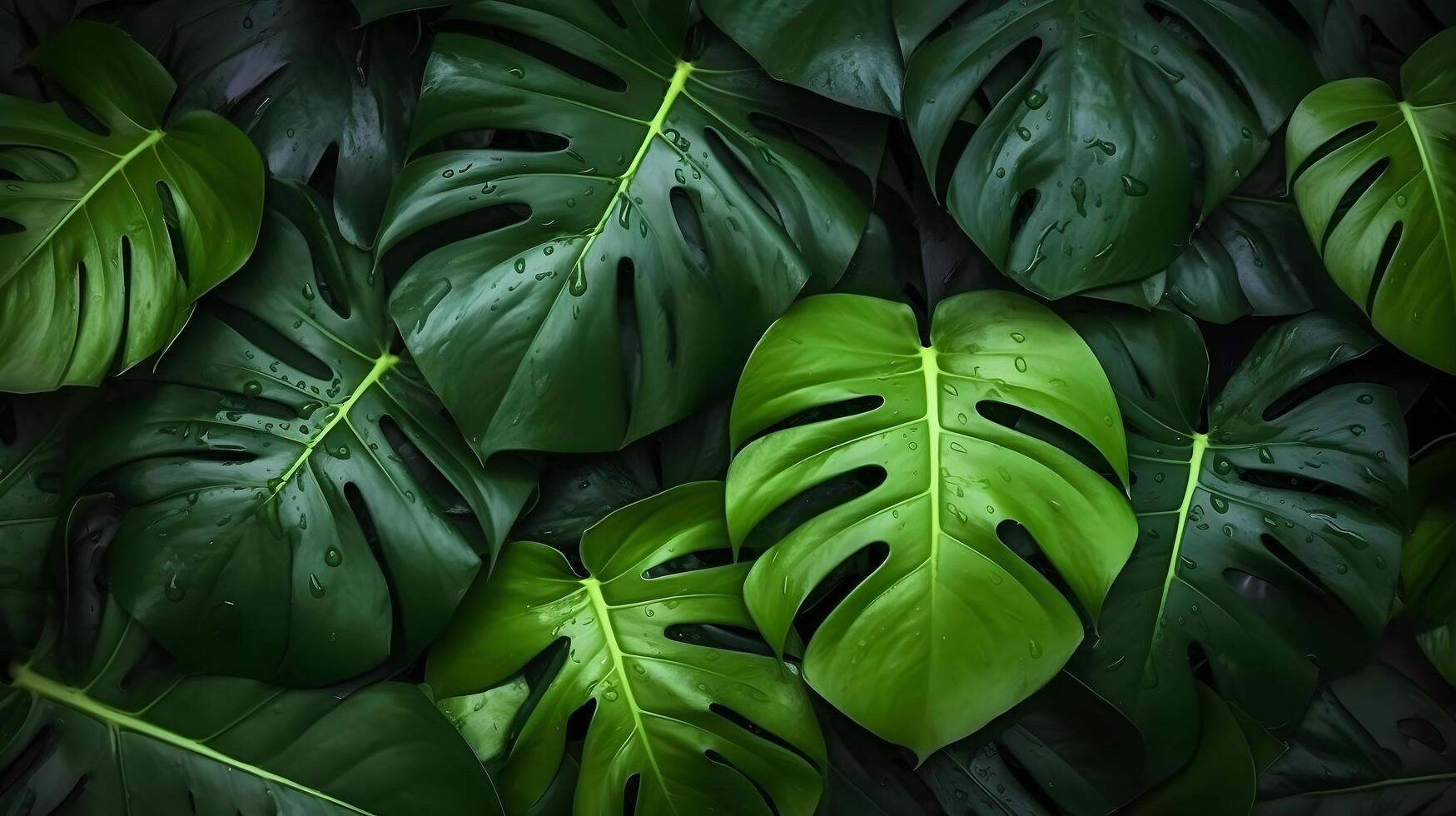 Closeup nature view of green leaf and nature background. Generative Ai. photo