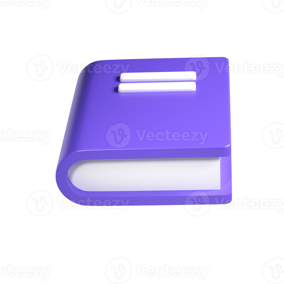 3d violet cute empty notepad book stationery for school isolated transparent png. Simple render illustration. Design element for posters, banners, calendar and greeting card png