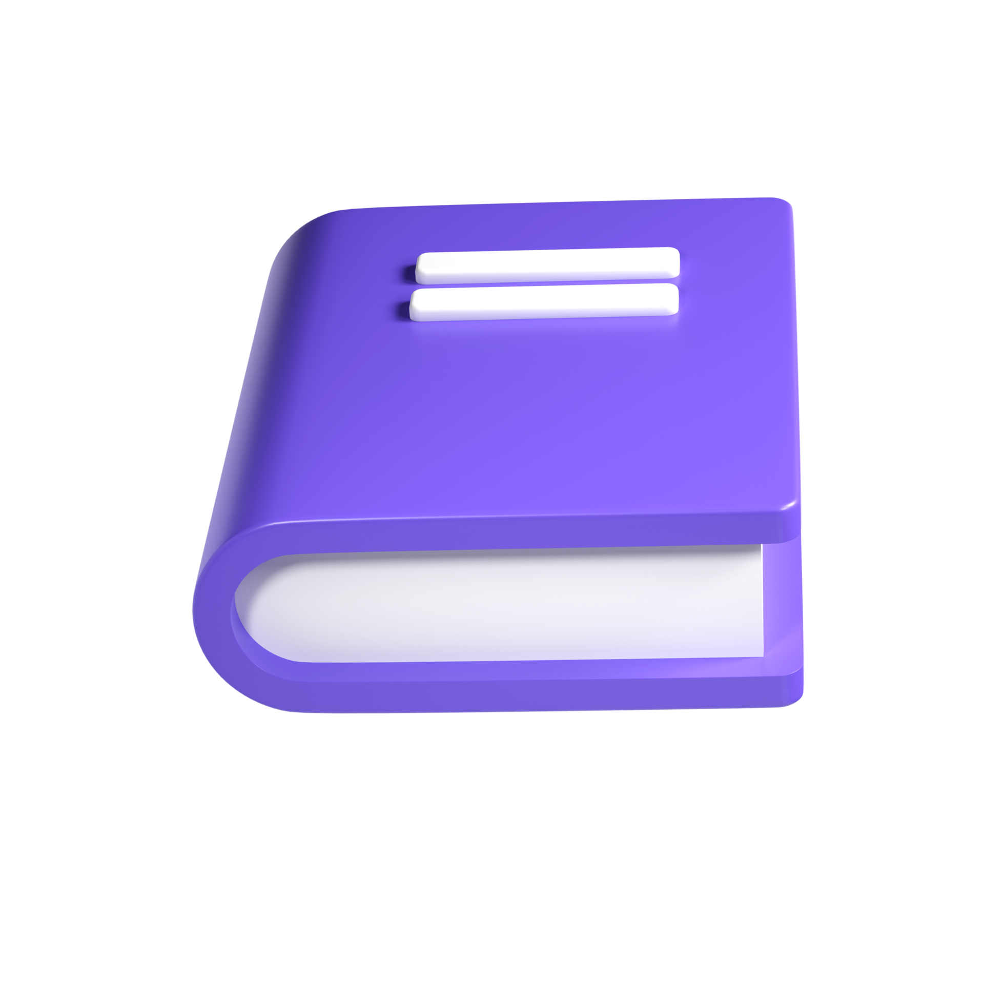 3d violet cute empty notepad book stationery for school isolated