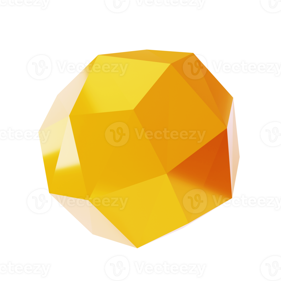 3d élément abstrait polygone Balle d'or géométrique forme. réaliste brillant luxe modèle décoratif conception illustration. minimaliste brillant volumineux maquette isolé transparent png