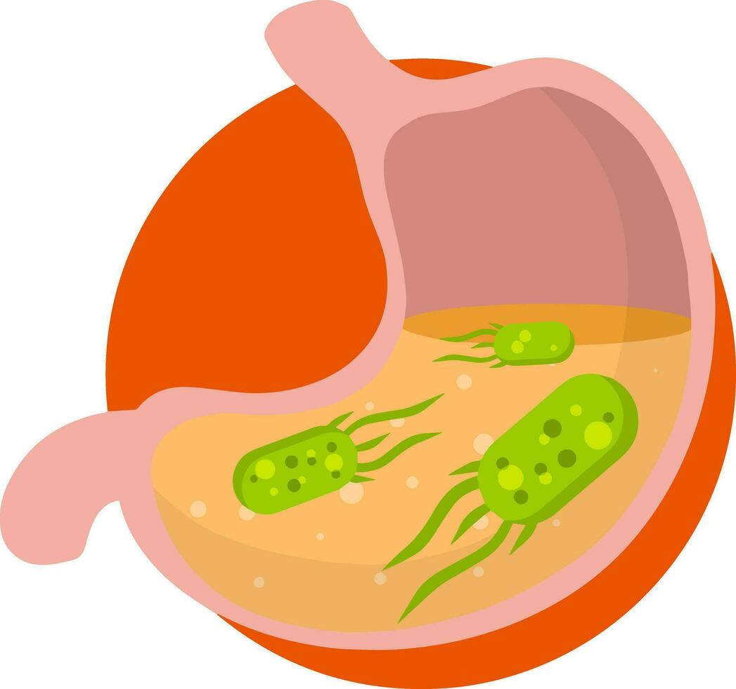 Green micro-organism. Disease and illness. Dysentery and medical care. Digestive problems. Flat icon vector