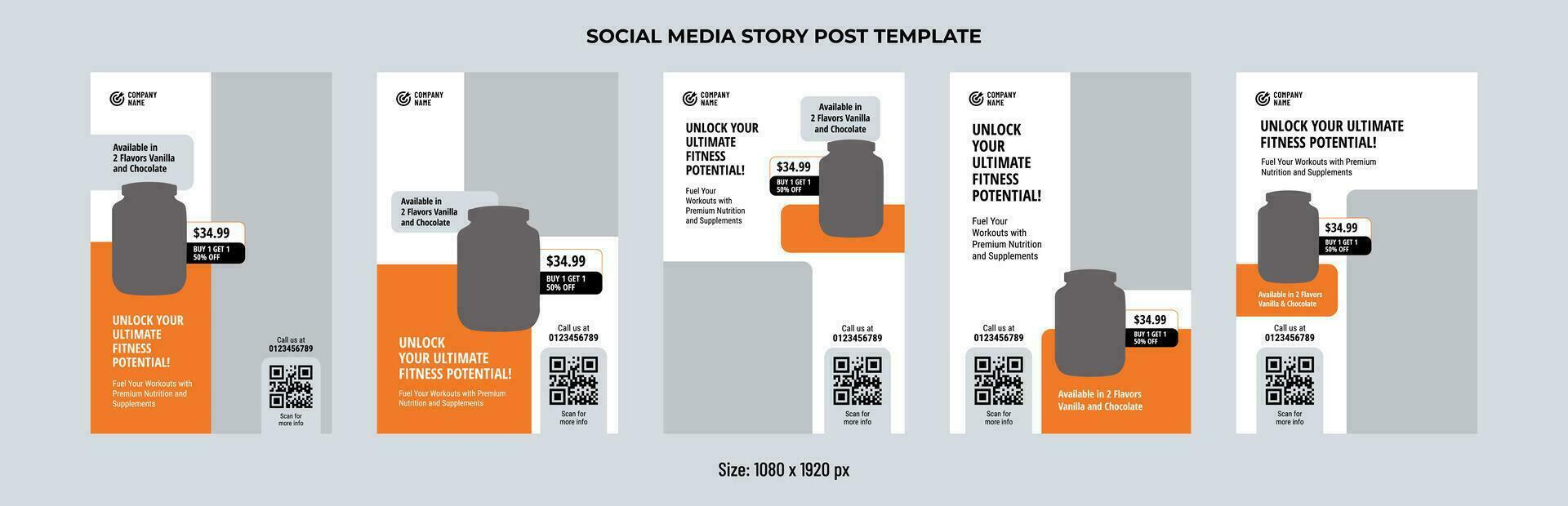 Gym and Bodybuilding Supplement Products Social Media Pin Template vector