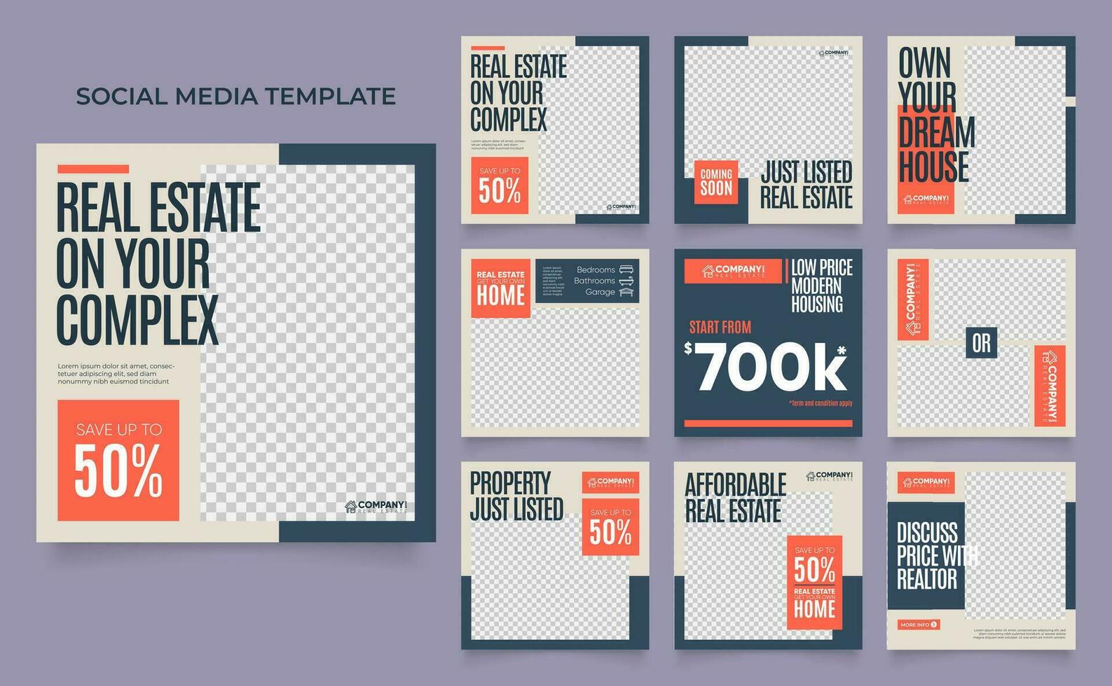 social media template banner house architecture service promotion vector