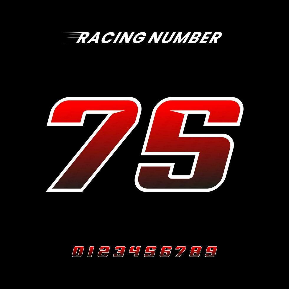 Racing Number 75 Design Vector Template