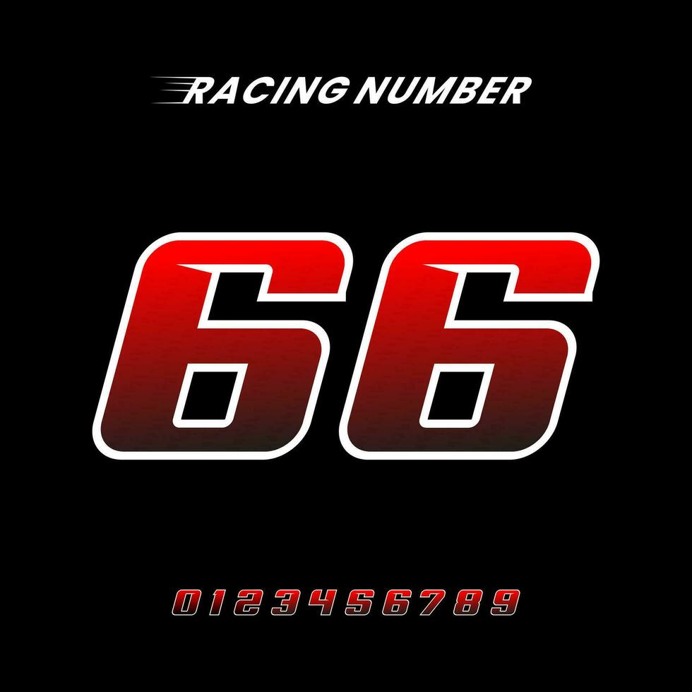 Racing Number 66 Design Vector Template