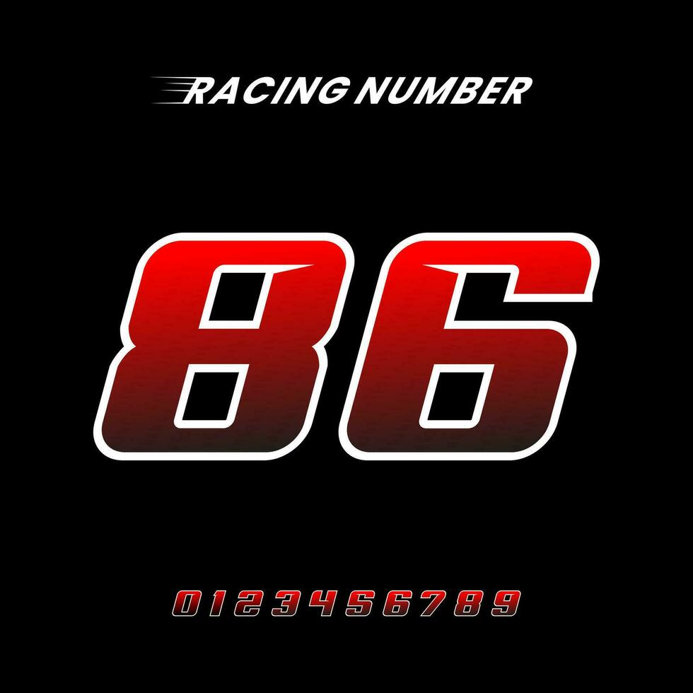 Racing Number 86 Design Vector Template