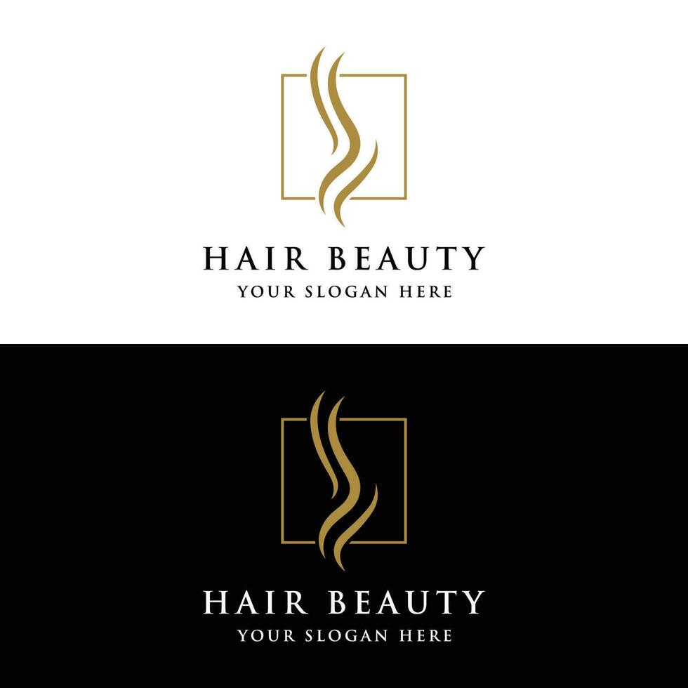 Abstract Logo template design luxury and beautiful hair waves Logo for business, salon, beauty, hairdresser, care. vector