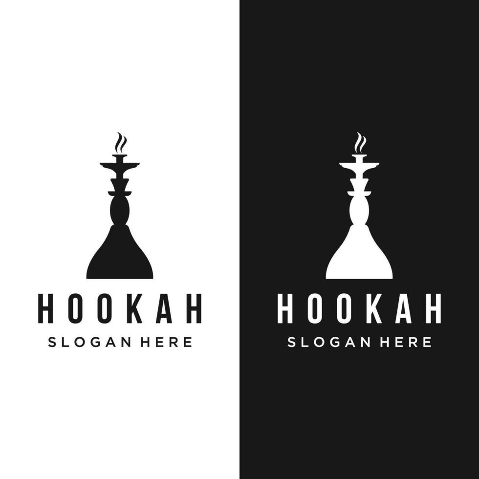 Isolated hookah, shisha or water pipe Logo design for club, bar, cafe and shop. vector