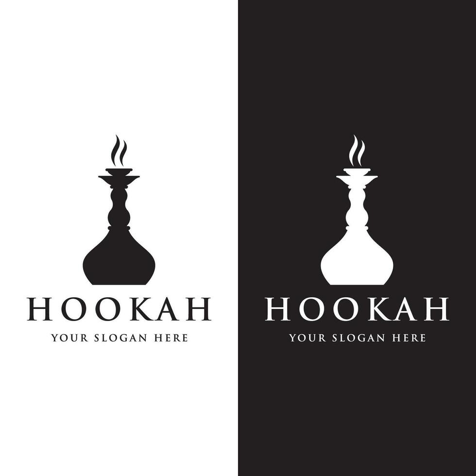 Isolated hookah, shisha or water pipe Logo design for club, bar, cafe and shop. vector