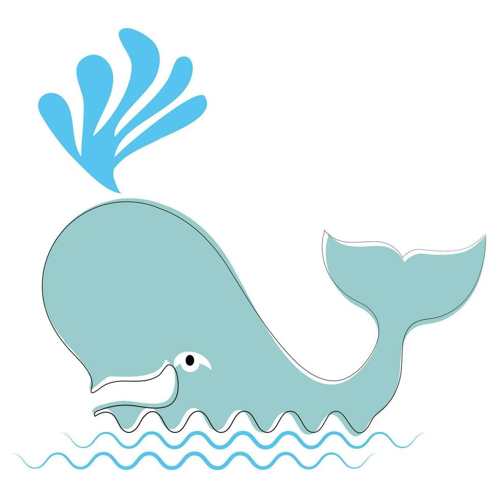 whale spraying water cartoon illustration vector