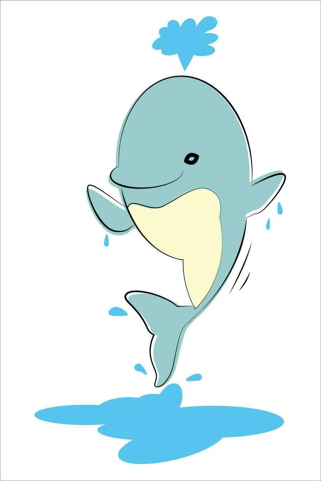 Happy jumping Dolphin Vector Illustration