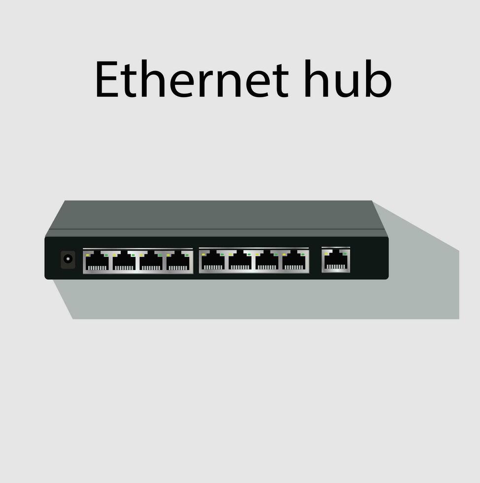 Ethernet hub is for multiple  device  connection illustration vector