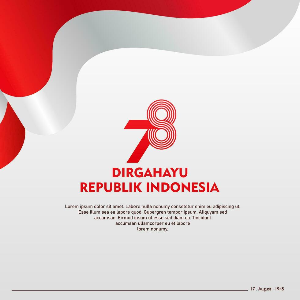 contento independencia día república de Indonesia, 17 agosto. saludo tarjeta con rojo y blanco diseño vector
