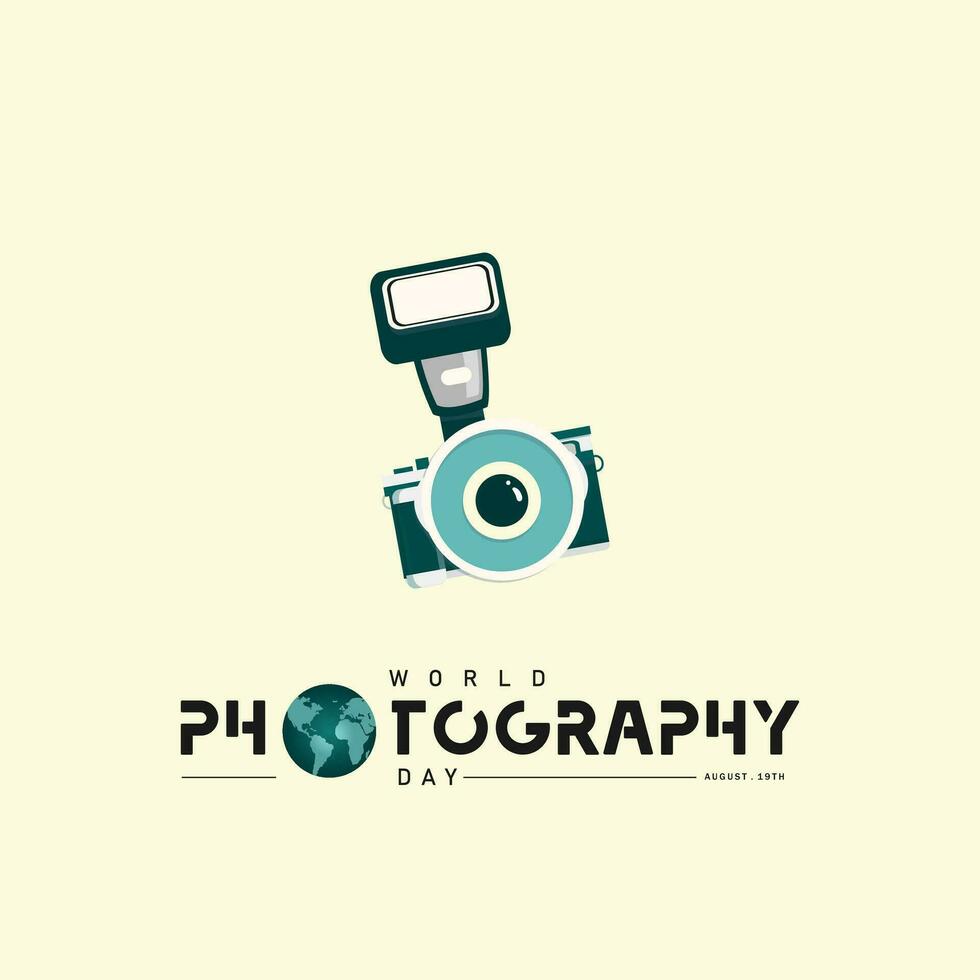 mundo fotografía día vector, tipografía diseño con cámara. bueno modelo para mundo fotografía día diseño. vector