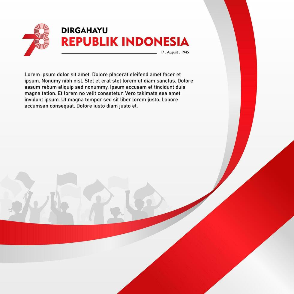 Happy Independence Day Republic Of Indonesia, 17 august. greeting card with red and white design vector
