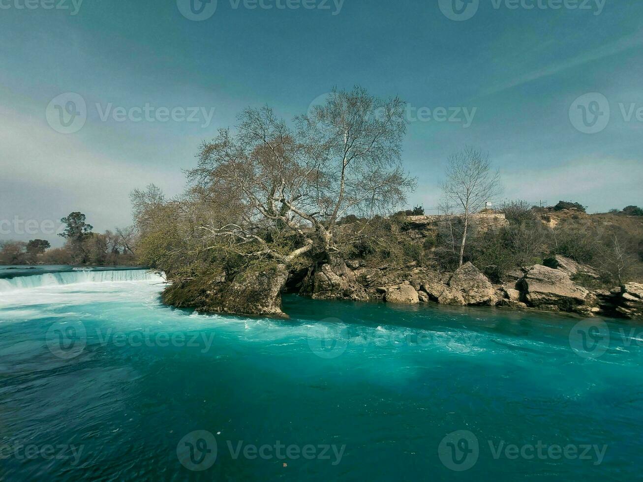 Lake and nature view covered with magnificent trees photo