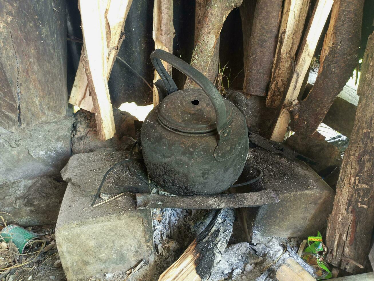 the atmosphere in a hut near the rice fields in a place in Indonesia photo