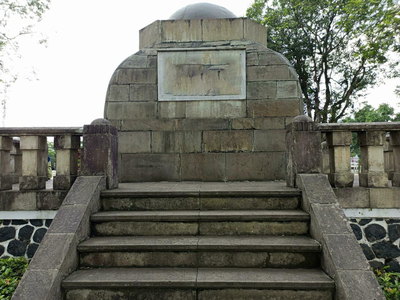 a stair stone architecture in sumedang west java indonesia photo