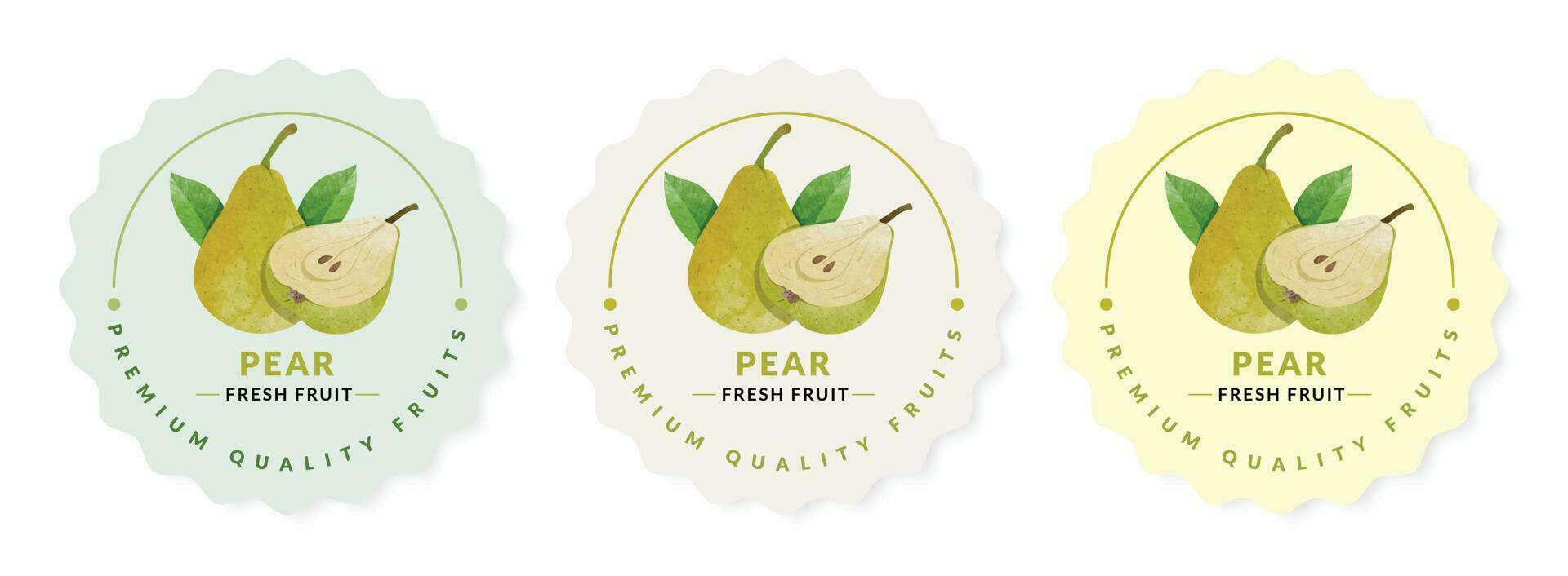 Pear packaging design templates, watercolour style vector illustration.