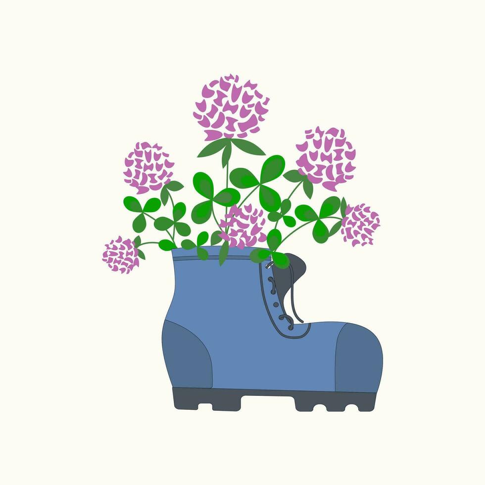 Boots with flowers. Vector illustration on white background.