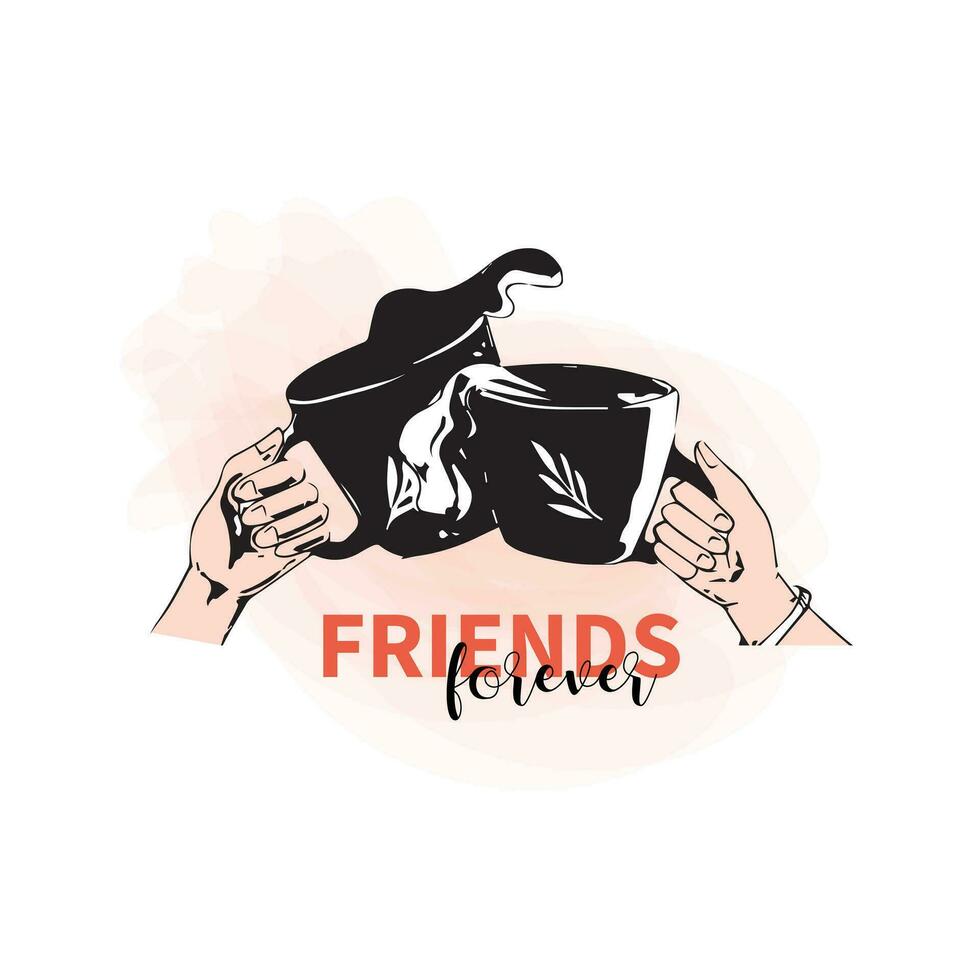 Friends forever text slogan print for t shirt other us. lettering slogan graphic vector illustration