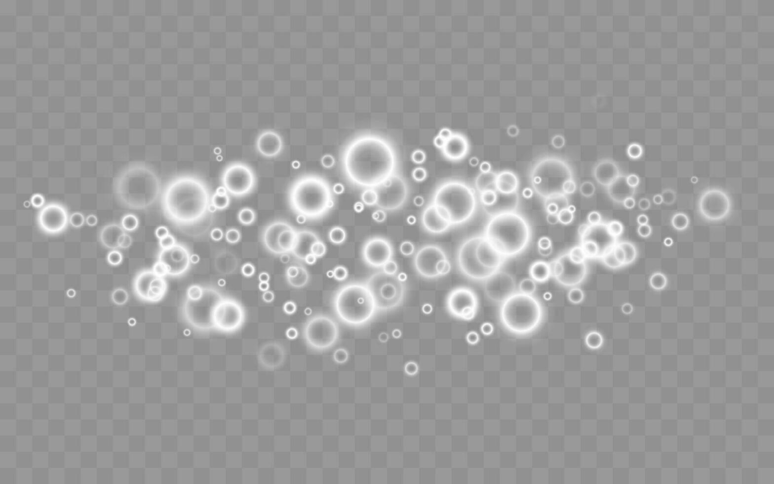 Glowing light white circles, background of shining dust. Transparent blurred shapes of circles vector