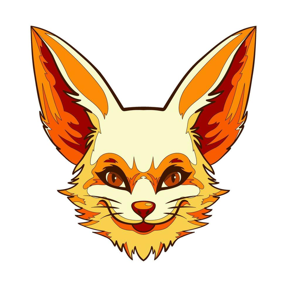 linda bozal fennec zorro. retrato de un naranja Desierto fennec zorro. animal cabeza. vector ilustración.