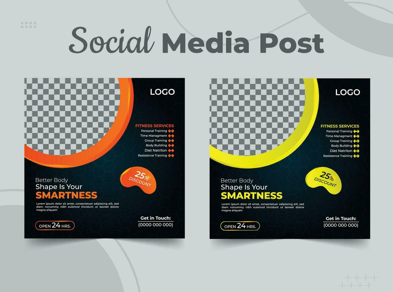 Fitness gym social media post banner template design vector