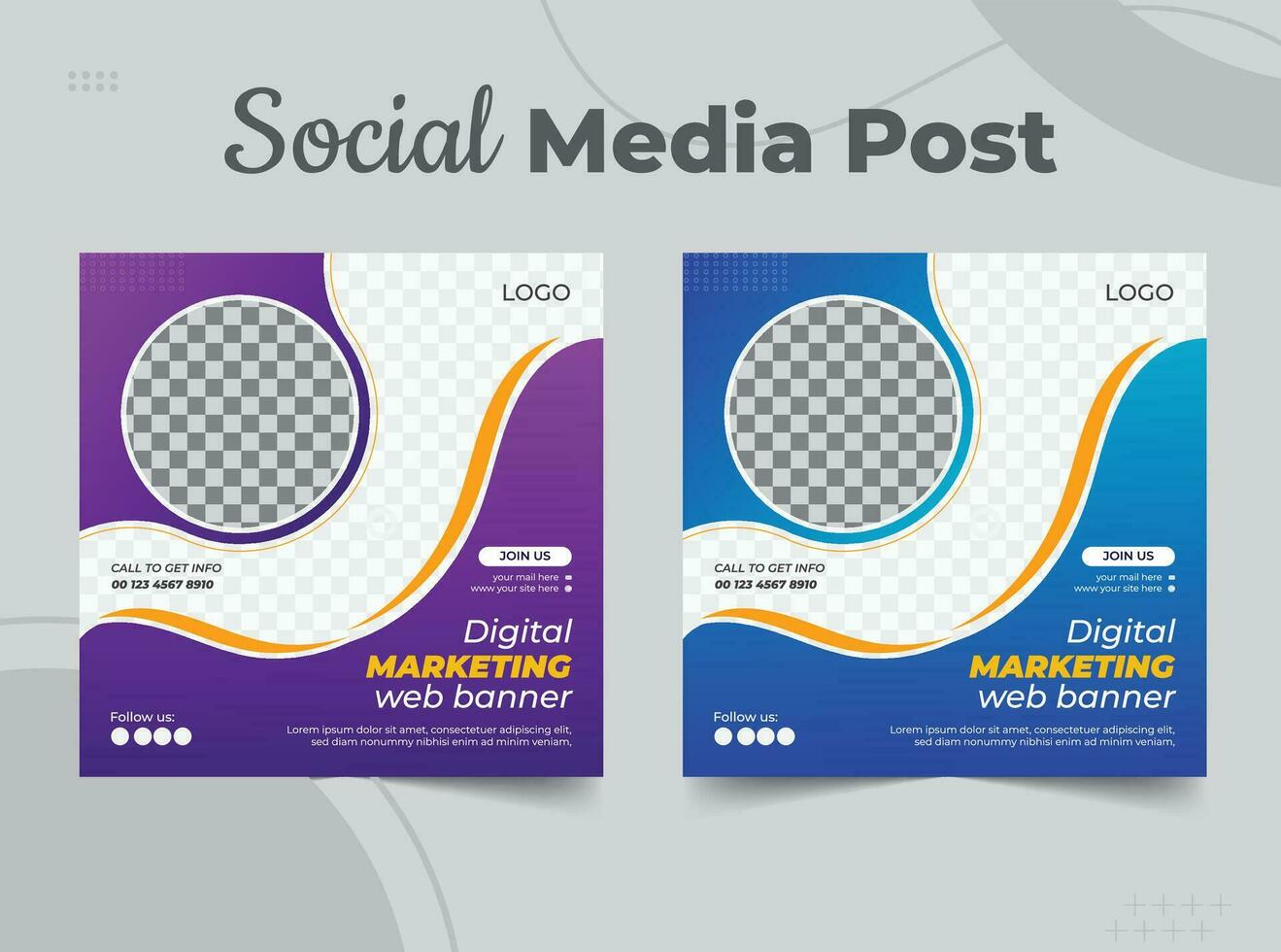 Digital Marketing Agency Online Webinar Social Media Post Set ,Unique Design Template vector