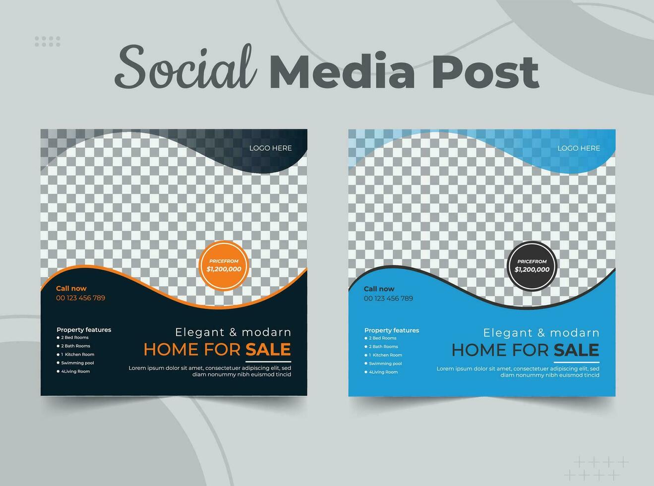 Real Estate home for sale Social Media Post Template, Editable Post Template vector