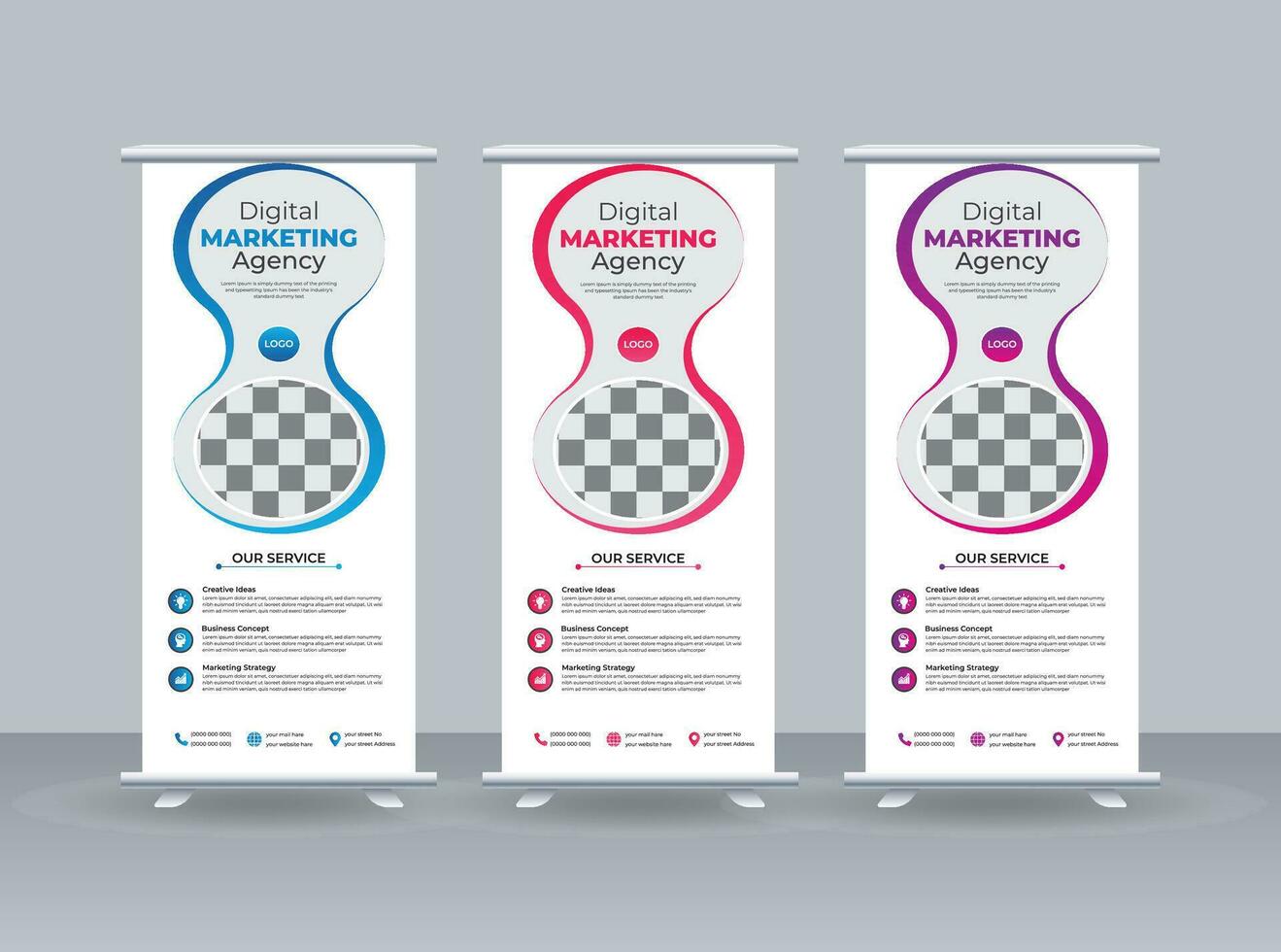 Creative corporate business standee x rollup pullup signage retractable banner design template vector