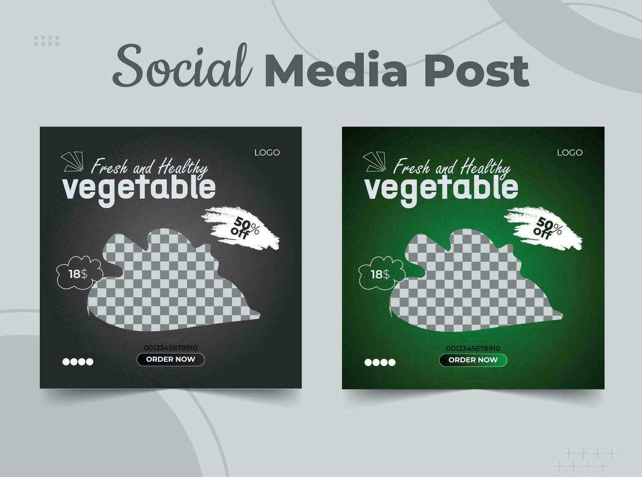 Healthy vegetable and food menu social media post design template vector