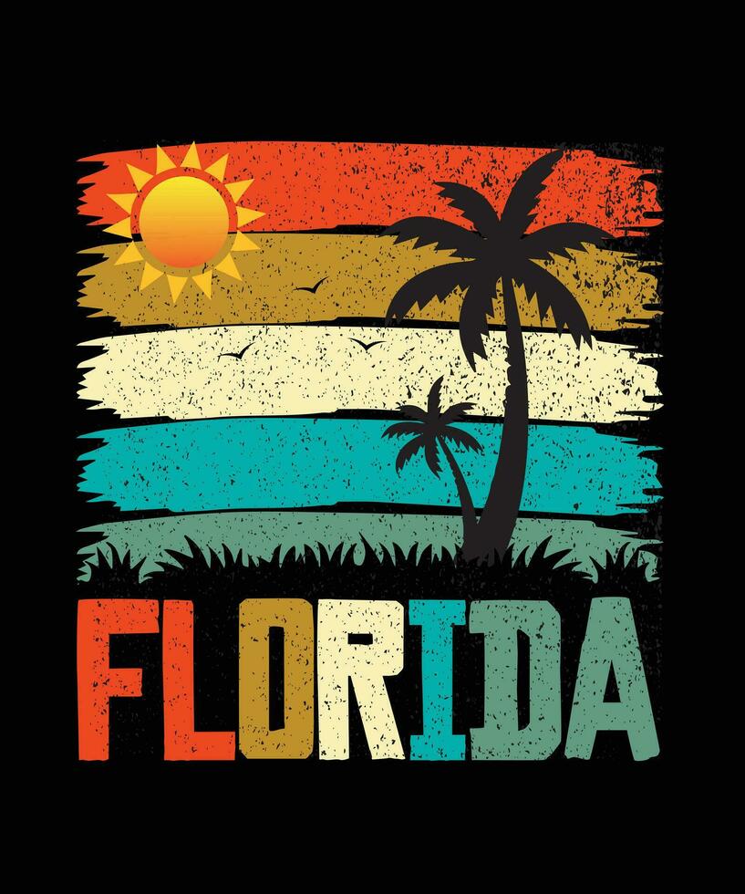 FLORIDA T-SHIRT DESIGN.T-SHIRT DESIGN. PRINT TEMPLATE.TYPOGRAPHY VECTOR ILLUSTRATION.