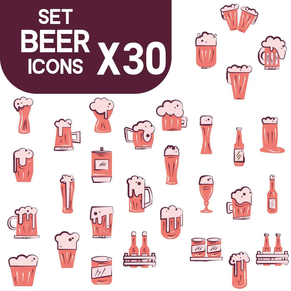 Set of colored beer icons Vector illustration