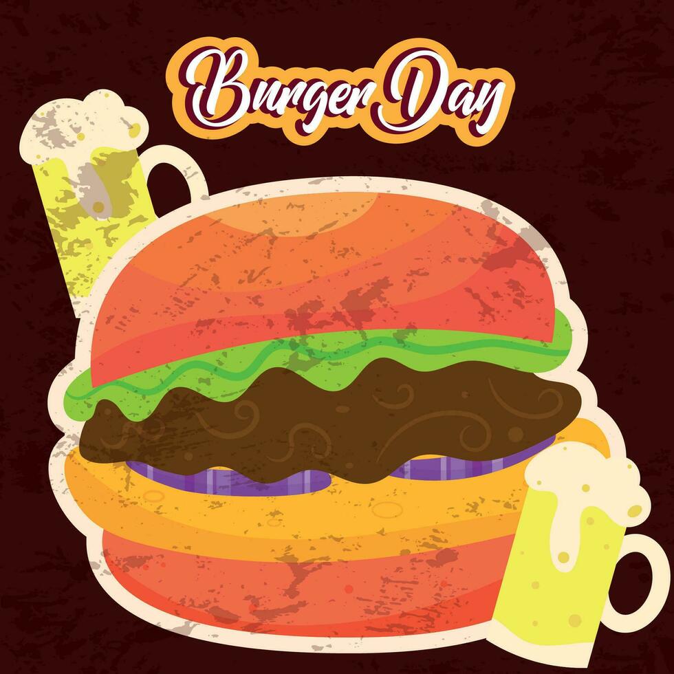 Colored national burger day template Vector illustration