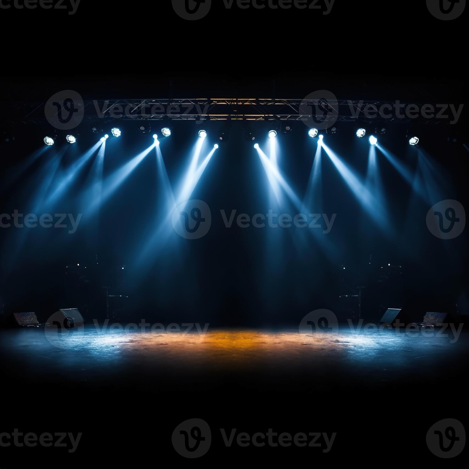 Lights on stage. Spotlight shines on the stage. Spot lighting on the