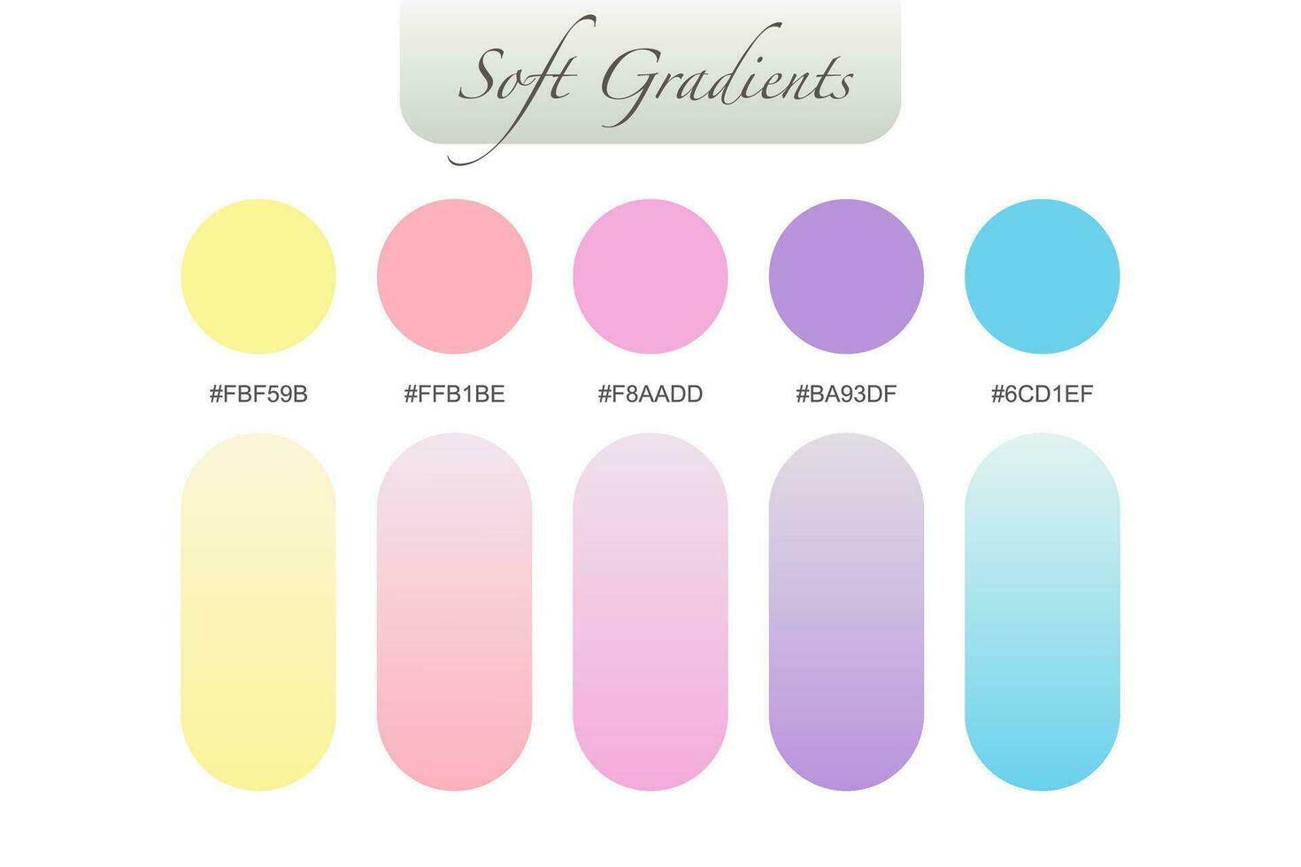 soft pastel gradient color palette, color gradation palette, collection of soft gradation colors vector